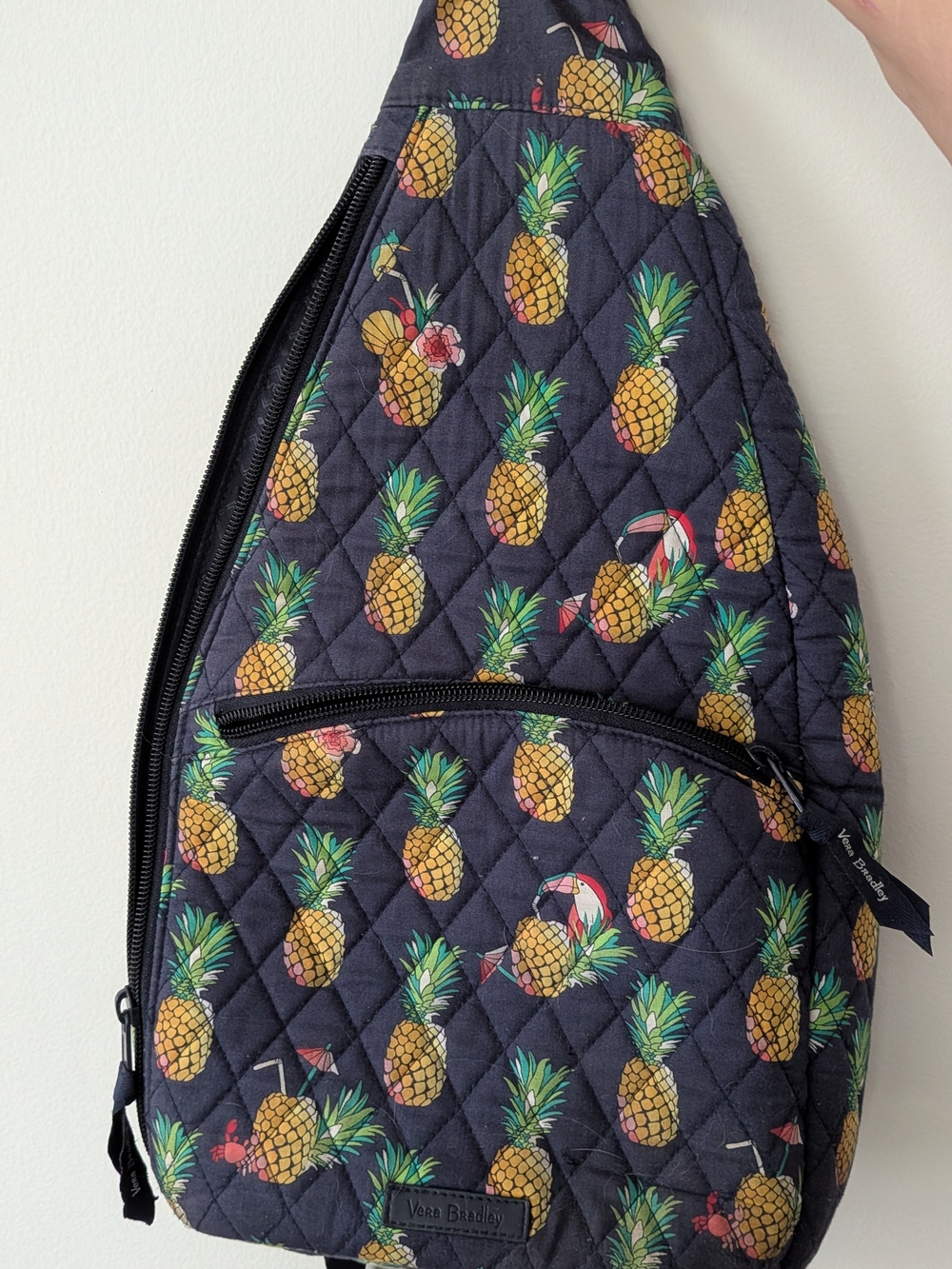 Vera Bradley Navy Pineapple Quilted Sling Backpack